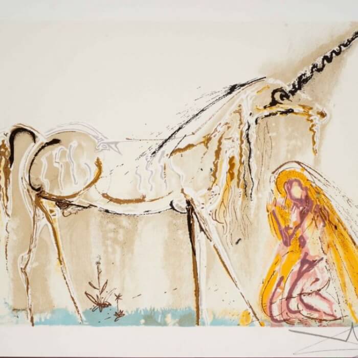 La Licorne, Lithographie de Salvador Dali